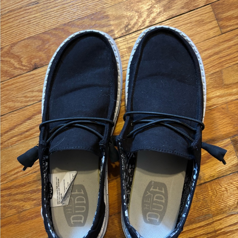 Hey Dude Black Canvas Loafers